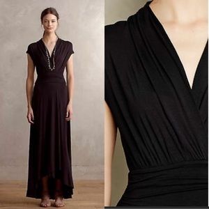 MAEVE Stretchy Soft Black Surplice Knit Maxi Dress by Anthropologie EUC